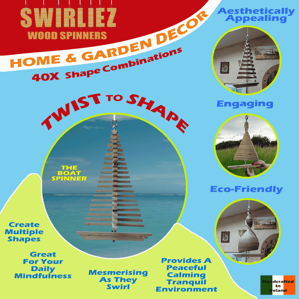 Swirliez Boat Wood Spinner Home Decor
